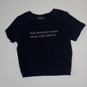 Forever 21 Black Tee with White Text